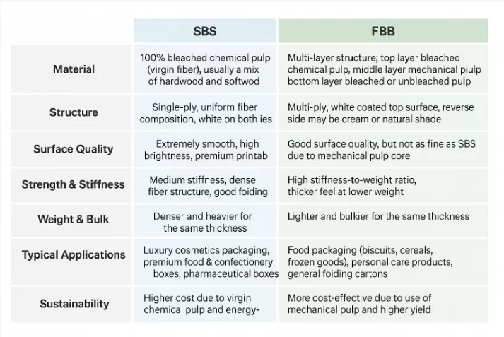 SBS vs.FBB: How to Choose the Most Suitable Packaging Board SBS vs.FBB: How to Choose the Most Suitable Packaging Board